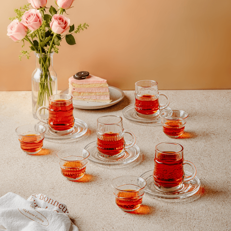 Arabic Style Small Glass Tea Cup with Saucer Sets