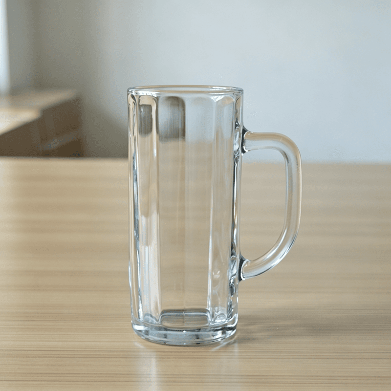 Hot selling Striped Tall Beer Glass Mugs with 12.5oz Capacity