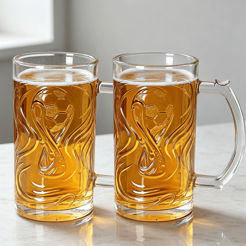 Customized Football Elements 500ml Beer Glass Mugs for Promotions