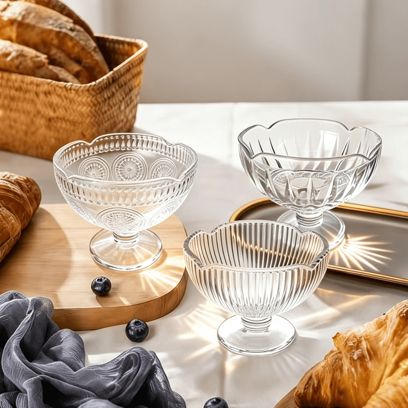 New Designs Sunflower/Stripes Ice Cream Glass Cups Cocktail Glasses