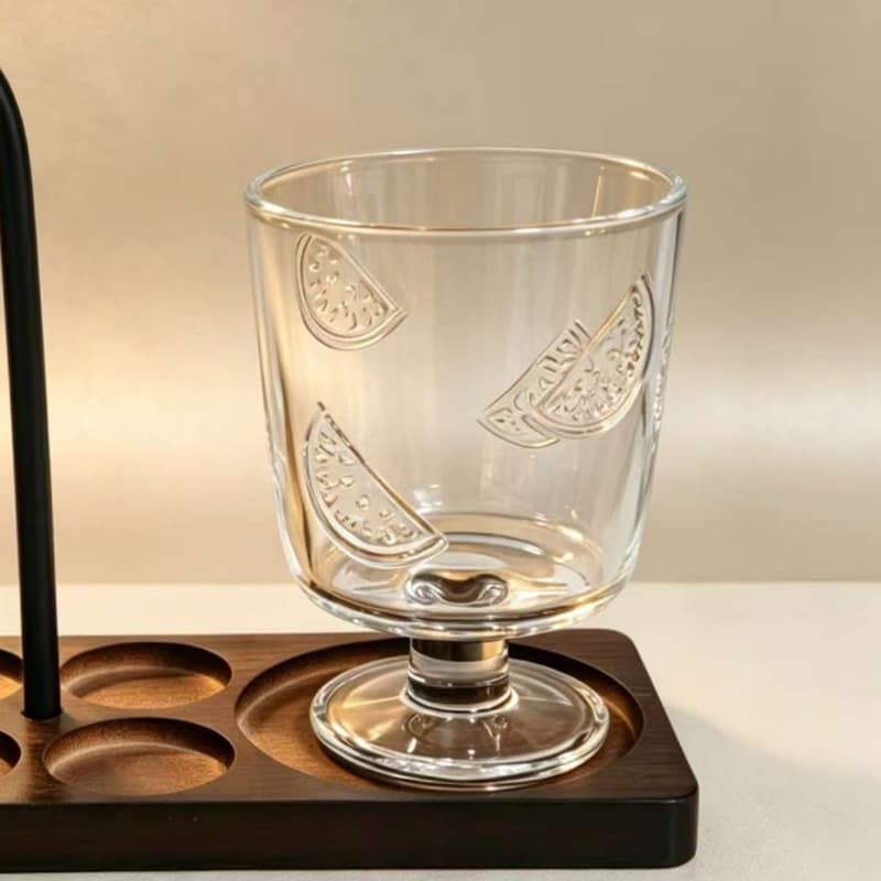 New Designs Orange Fruit Glass Goblets for Drinking Juice/Wine/Ice Cream/Coffee/Cold/Hot Drinks