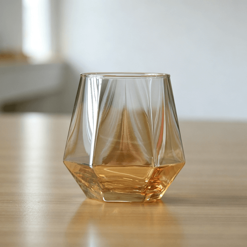 Amber Color Hexagonal Glass Tumblers