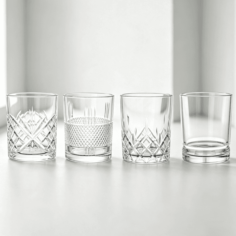 Machine Made Engraving Series Round Glass Tumblers with 210 Capacity