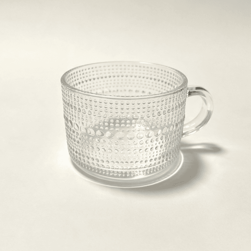 Stocked Drinking Glass Mugs with Bead/Sunflower/Leaf Patterns 430ml Volume